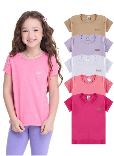 Kit Camisa Básica Infantil Feminina Kit Camisas